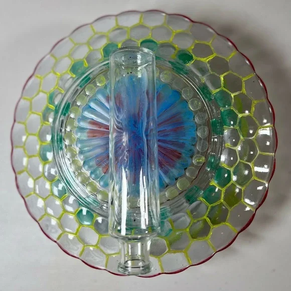Glass Art Flower. 9.5 inch diameter, multicolored - Picture 8 of 10